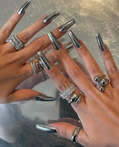 Chrome Long Nails