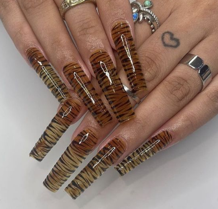 Zebra Print Long Nails
