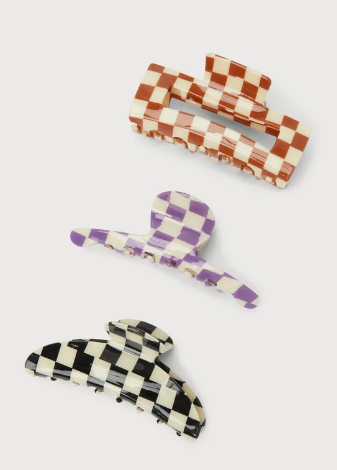 Multi Checkered Claw Clips