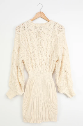 Cable Knit Mini Sweater Dress