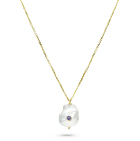 White Space Birthstone Baby Baroque Necklace