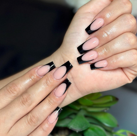 Black Coffin French Tips