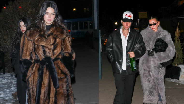 How Kendall Jenner And Hailey Bieber Flaunt Their Winter Coats In Aspen